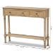 Baxton Studio Calvin Classic and Traditional French Farmhouse Oak Brown Finished Wood 3-Drawer Entryway Console Table - BSOWERPL-01-Brown-Console