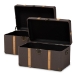 Baxton Studio Stephen Modern and Contemporary Transitional Dark Brown Fabric Upholstered and Oak Brown Finished 2-Piece Storage Trunk Set - BSOR87R537-2PC Ottoman Set