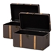 Baxton Studio Stephen Modern and Contemporary Transitional Dark Brown Fabric Upholstered and Oak Brown Finished 2-Piece Storage Trunk Set - BSOR87R537-2PC Trunk Set