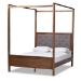 Baxton Studio Natasha Modern and Contemporary Grey Fabric Upholstered and Walnut Brown Finished Wood King Size Platform Canopy Bed - BSOMG0021-Gray/Walnut-King