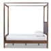 Baxton Studio Natasha Modern and Contemporary Grey Fabric Upholstered and Walnut Brown Finished Wood King Size Platform Canopy Bed - BSOMG0021-Gray/Walnut-King