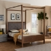 Baxton Studio Natasha Modern and Contemporary Grey Fabric Upholstered and Walnut Brown Finished Wood King Size Platform Canopy Bed - BSOMG0021-Gray/Walnut-King