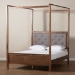 Baxton Studio Natasha Modern and Contemporary Grey Fabric Upholstered and Walnut Brown Finished Wood King Size Platform Canopy Bed - BSOMG0021-Gray/Walnut-King
