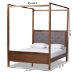 Baxton Studio Natasha Modern and Contemporary Grey Fabric Upholstered and Walnut Brown Finished Wood King Size Platform Canopy Bed - BSOMG0021-Gray/Walnut-King