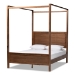 Baxton Studio Veronica Modern and Contemporary Walnut Brown Finished Wood Queen Size Platform Canopy Bed - BSOMG0021-1-Walnut-Queen