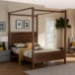 Baxton Studio Veronica Modern and Contemporary Walnut Brown Finished Wood Queen Size Platform Canopy Bed - BSOMG0021-1-Walnut-Queen