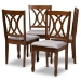 Baxton Studio Augustine Modern and Contemporary Grey Fabric Upholstered and Walnut Brown Finished Wood 4-Piece Dining Chair Set Set