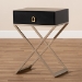 Baxton Studio Patricia Modern and Contemporary Black Finished Wood and Powder Coated Brass Effect Metal 1-Drawer End Table - BSOJY1956-ET