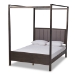 Baxton Studio Natasha Modern and Contemporary Grey Fabric Upholstered and Dark Grey Oak Finished Wood Queen Size Platform Canopy Bed