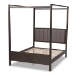 Baxton Studio Natasha Modern and Contemporary Grey Fabric Upholstered and Dark Grey Oak Finished Wood Queen Size Platform Canopy Bed - BSOMG0021-2-Gray/Green Gray-Queen