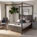 Baxton Studio Natasha Modern and Contemporary Grey Fabric Upholstered and Dark Grey Oak Finished Wood Queen Size Platform Canopy Bed - BSOMG0021-2-Gray/Green Gray-Queen