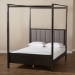 Baxton Studio Natasha Modern and Contemporary Grey Fabric Upholstered and Dark Grey Oak Finished Wood Queen Size Platform Canopy Bed - BSOMG0021-2-Gray/Green Gray-Queen