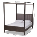 Baxton Studio Natasha Modern and Contemporary Grey Fabric Upholstered and Dark Grey Oak Finished Wood Queen Size Platform Canopy Bed - BSOMG0021-2-Gray/Green Gray-Queen