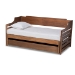 Baxton Studio Jameson Modern and Transitional Walnut Brown Finished Expandable Twin Size to King Size Daybed with Storage Drawer