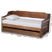 Baxton Studio Jameson Modern and Transitional Walnut Brown Finished Expandable Twin Size to King Size Daybed with Storage Drawer - BSOMG0033-1-Walnut-Daybed