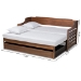 Baxton Studio Jameson Modern and Transitional Walnut Brown Finished Expandable Twin Size to King Size Daybed with Storage Drawer - BSOMG0033-1-Walnut-Daybed