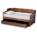 Baxton Studio Jameson Modern and Transitional Walnut Brown Finished Expandable Twin Size to King Size Daybed with Storage Drawer - BSOMG0033-1-Walnut-Daybed