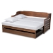 Baxton Studio Jameson Modern and Transitional Walnut Brown Finished Expandable Twin Size to King Size Daybed with Storage Drawer - BSOMG0033-1-Walnut-Daybed