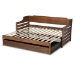Baxton Studio Jameson Modern and Transitional Walnut Brown Finished Expandable Twin Size to King Size Daybed with Storage Drawer - BSOMG0033-1-Walnut-Daybed