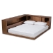 Baxton Studio Erie Modern Rustic and Transitional Walnut Brown Finished Wood Queen Size Platform Storage Bed with Built-In Outlet - BSOMG0031-Walnut-Queen