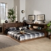 Baxton Studio Erie Modern Rustic and Transitional Walnut Brown Finished Wood Queen Size Platform Storage Bed with Built-In Outlet - BSOMG0031-Walnut-Queen