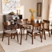 Baxton Studio Orion Mid-Century Modern Transitional Light Beige Fabric Upholstered and Walnut Brown Finished Wood 5-Piece Dining Set - BSOParlin/Fiesta-Latte/Walnut-5PC Dining Set