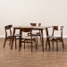 Baxton Studio Orion Mid-Century Modern Transitional Light Beige Fabric Upholstered and Walnut Brown Finished Wood 5-Piece Dining Set - BSOParlin/Fiesta-Latte/Walnut-5PC Dining Set