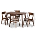 Baxton Studio Orion Mid-Century Modern Transitional Light Beige Fabric Upholstered and Walnut Brown Finished Wood 5-Piece Dining Set - BSOParlin/Fiesta-Latte/Walnut-5PC Dining Set