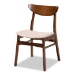 Baxton Studio Philip Mid-Century Modern Transitional Light Beige Fabric Upholstered and Walnut Brown Finished Wood 5-Piece Dining Set - BSOParlin/Hexa-Latte/Walnut-5PC Dining Set