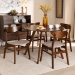 Baxton Studio Philip Mid-Century Modern Transitional Light Beige Fabric Upholstered and Walnut Brown Finished Wood 5-Piece Dining Set - BSOParlin/Hexa-Latte/Walnut-5PC Dining Set