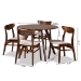 Baxton Studio Philip Mid-Century Modern Transitional Light Beige Fabric Upholstered and Walnut Brown Finished Wood 5-Piece Dining Set - BSOParlin/Hexa-Latte/Walnut-5PC Dining Set