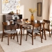 Baxton Studio Orion Mid-Century Modern Transitional Light Grey Fabric Upholstered and Walnut Brown Finished Wood 5-Piece Dining Set - BSOParlin/Fiesta-Smoke/Walnut-5PC Dining Set