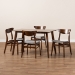 Baxton Studio Orion Mid-Century Modern Transitional Light Grey Fabric Upholstered and Walnut Brown Finished Wood 5-Piece Dining Set - BSOParlin/Fiesta-Smoke/Walnut-5PC Dining Set