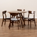 Baxton Studio Philip Mid-Century Modern Transitional Light Grey Fabric Upholstered and Walnut Brown Finished Wood 5-Piece Dining Set - BSOParlin/Hexa-Smoke/Walnut-5PC Dining Set