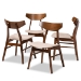 Baxton Studio Danica Mid-Century Modern Transitional Light Beige Fabric Upholstered and Walnut Brown Finished Wood 4-Piece Dining Chair Set