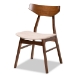 Baxton Studio Lois Mid-Century Modern Transitional Light Beige Fabric Upholstered and Walnut Brown Finished Wood 5-Piece Dining Set - BSODanica/Fiesta-Latte/Walnut-5PC Dining Set