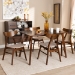 Baxton Studio Lois Mid-Century Modern Transitional Light Beige Fabric Upholstered and Walnut Brown Finished Wood 5-Piece Dining Set - BSODanica/Fiesta-Latte/Walnut-5PC Dining Set