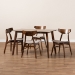 Baxton Studio Lois Mid-Century Modern Transitional Light Beige Fabric Upholstered and Walnut Brown Finished Wood 5-Piece Dining Set - BSODanica/Fiesta-Latte/Walnut-5PC Dining Set