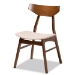 Baxton Studio Timothy Mid-Century Modern Transitional Light Beige Fabric Upholstered and Walnut Brown Finished Wood 5-Piece Dining Set - BSODanica/Hexa-Latte/Walnut-5PC Dining Set