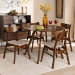 Baxton Studio Timothy Mid-Century Modern Transitional Light Beige Fabric Upholstered and Walnut Brown Finished Wood 5-Piece Dining Set - BSODanica/Hexa-Latte/Walnut-5PC Dining Set