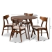Baxton Studio Timothy Mid-Century Modern Transitional Light Beige Fabric Upholstered and Walnut Brown Finished Wood 5-Piece Dining Set - BSODanica/Hexa-Latte/Walnut-5PC Dining Set