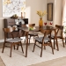 Baxton Studio Lois Mid-Century Modern Transitional Light Grey Fabric Upholstered and Walnut Brown Finished Wood 5-Piece Dining Set - BSODanica/Fiesta-Smoke/Walnut-5PC Dining Set