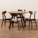 Baxton Studio Timothy Mid-Century Modern Transitional Light Grey Fabric Upholstered and Walnut Brown Finished Wood 5-Piece Dining Set - BSODanica/Hexa-Smoke/Walnut-5PC Dining Set