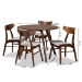 Baxton Studio Timothy Mid-Century Modern Transitional Light Grey Fabric Upholstered and Walnut Brown Finished Wood 5-Piece Dining Set - BSODanica/Hexa-Smoke/Walnut-5PC Dining Set