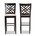 Baxton Studio Jason Modern and Contemporary Sand Fabric Upholstered and Espresso Brown Finished Wood 2-Piece Bar Stool Set - BSORH317B-Sand/Dark Brown-BS