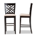 Baxton Studio Jason Modern and Contemporary Sand Fabric Upholstered and Espresso Brown Finished Wood 2-Piece Bar Stool Set - BSORH317B-Sand/Dark Brown-BS