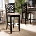 Baxton Studio Jason Modern and Contemporary Sand Fabric Upholstered and Espresso Brown Finished Wood 2-Piece Bar Stool Set - BSORH317B-Sand/Dark Brown-BS