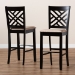 Baxton Studio Jason Modern and Contemporary Sand Fabric Upholstered and Espresso Brown Finished Wood 2-Piece Bar Stool Set - BSORH317B-Sand/Dark Brown-BS