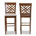 Baxton Studio Jason Modern and Contemporary Grey Fabric Upholstered and Walnut Brown Finished Wood 2-Piece Bar Stool Set - BSORH317B-Grey/Walnut-BS