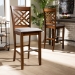 Baxton Studio Jason Modern and Contemporary Grey Fabric Upholstered and Walnut Brown Finished Wood 2-Piece Bar Stool Set - BSORH317B-Grey/Walnut-BS
